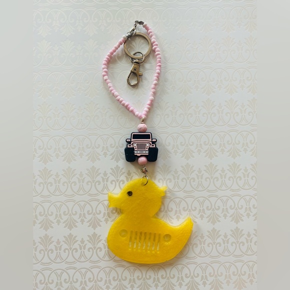 Handmade Resin Duck Jeep Rearview Mirror Charm- Keychain- Backpack - Purse Charm - Picture 1 of 6